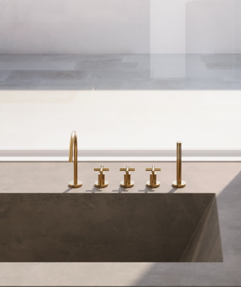 Deck-mounted bath combinations